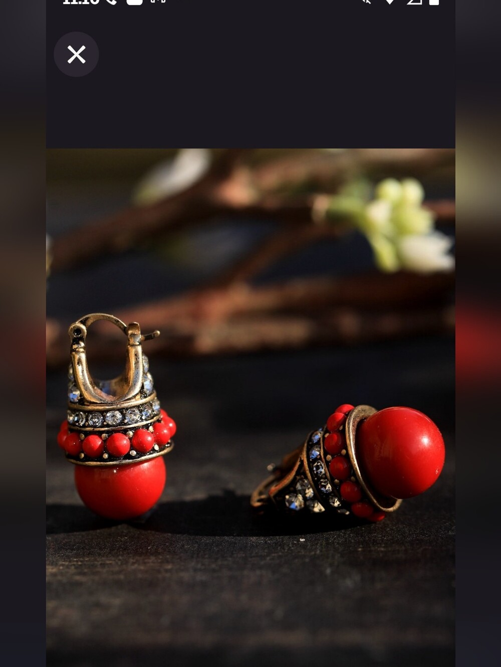 Vintage-Style Red Bead Drop Earrings -